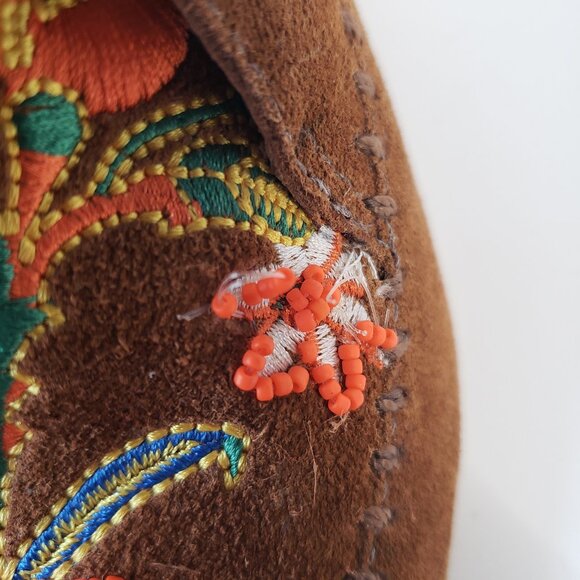 Tory Burch Huntington Cognac Suede leather embroidered fringe heel booties - Picture 8 of 11